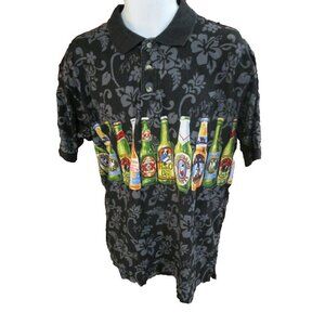 Men's Big Dogs Beer Bottle Polo Shirt Size Medium Beers Ale Hawaiian Beers
